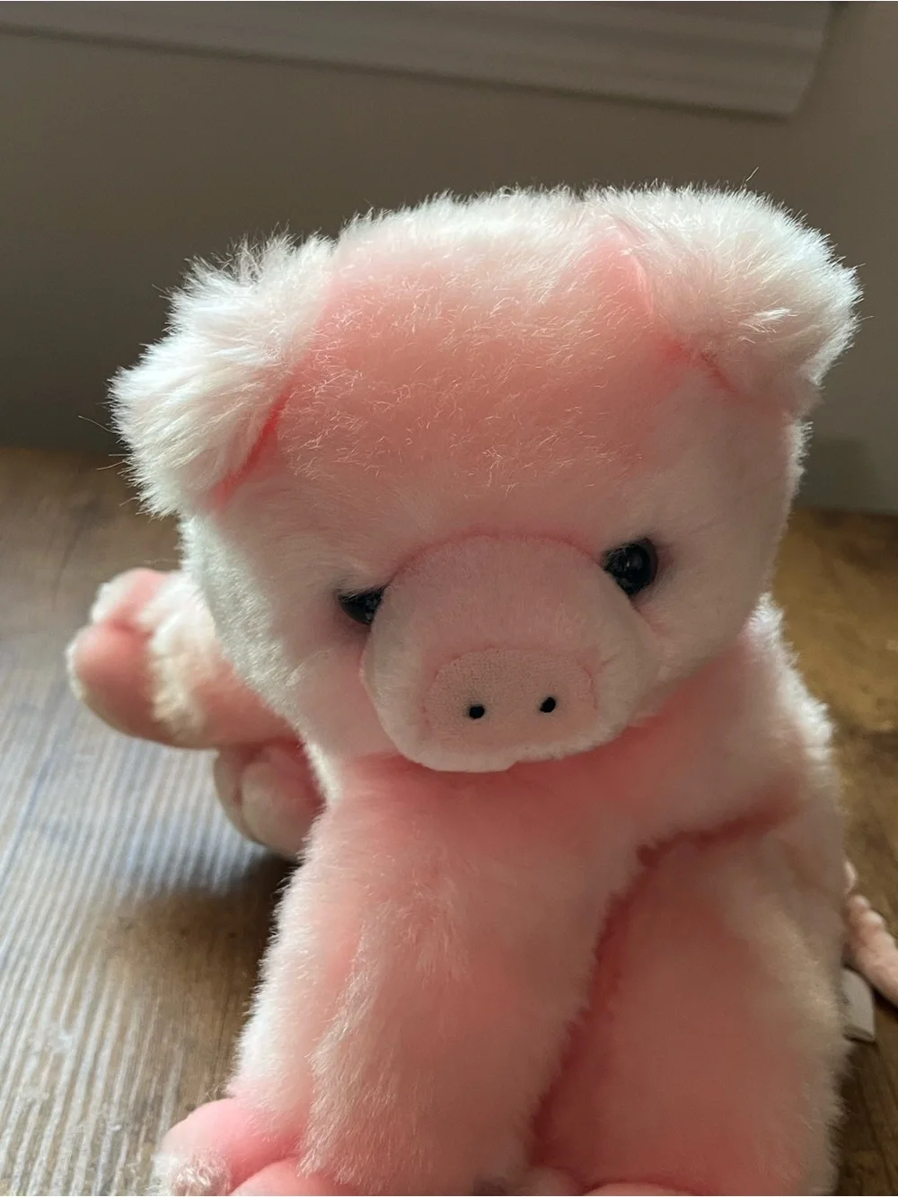 Vintage Soft Pink Pig Plush Toy SKM brand Sitting Stuffed animal cuddly